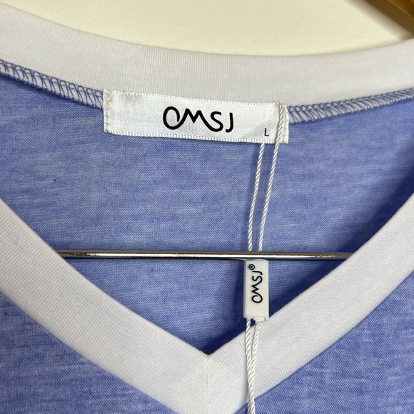 Lightweight V Neck T Shirt One chest pocket blue white trim Size large NEW - Picture 5 of 10